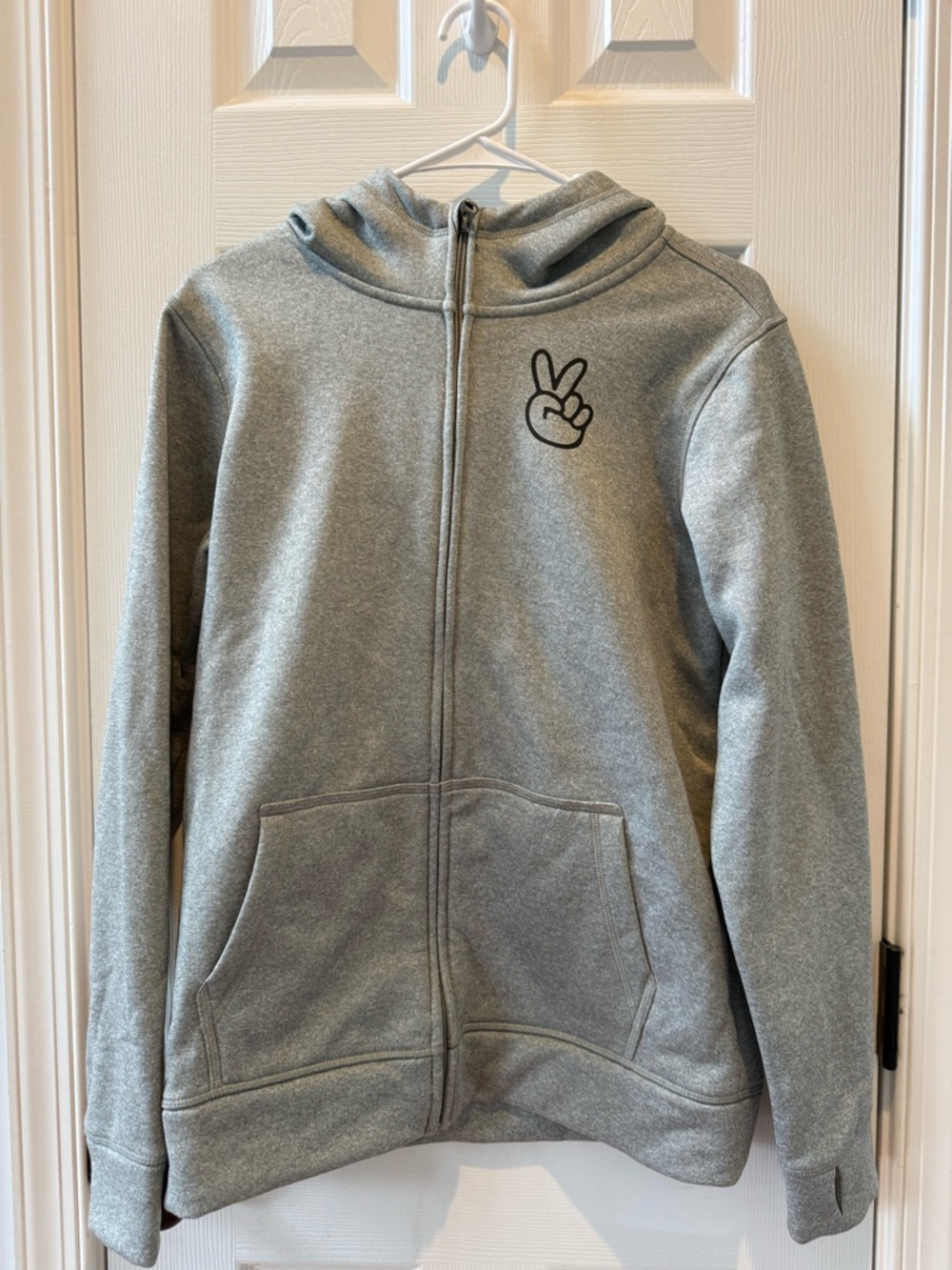 Burton  XL Kids Grey Full-Zip Hoodie with Peace Hand Graphic